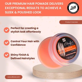 SLIK Hair Styling Pomade 100g / 3.5oz - Strong Frizz Control, Wet Hair Effect, Fruity Smell, Easy Wash Out for Men Women, Teens, and Kids