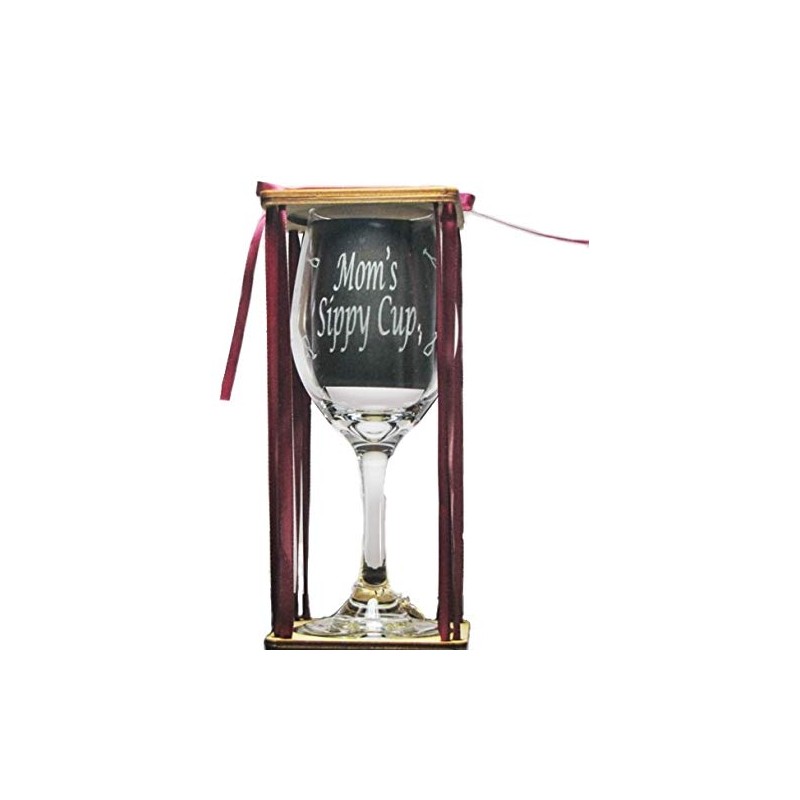 Mom's Sippy Cup Stemmed Wine Glass with Charm and Presentation