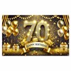 Nuxovilar 70th Birthday Banner Black Gold - Glittery Milestone Backdrop,
