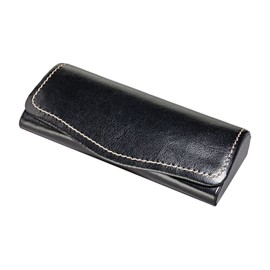 Glasses Case For Men & Women, Hard Eyeglass Case W/Magnetic Closure In Faux Leather, Black