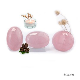 Eusice - Quartz rose Pierre d'amour et jeunesse, Pierre de paume, Pierre de chakra et guérison, Bien-être et lithothérapie, Pierre de tendresse, Cristallothérapie, Réiki