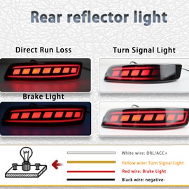 PGTOPONE LED Rear Bumper Reflectors Light Fog Brake Tail Lamps Compatible with Lexus ES350 ES300h 2013-2018, 2013-2020 GS200t GS350 GS460 OEM Stock Reflector Turn Signal Side Marker Light (BLACK)