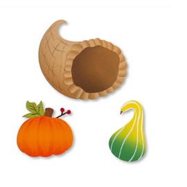 Roeda Brighten Your Life 14840M Thanksgiving Cornucopia Set of 3 Assorted Harvest Magnets Made in USA