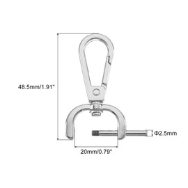 QUARKZMAN Pack of 4 Swivel Carabiner Hooks with Swivel 20 mm (3/4 Inch) D Ring Removable Snap Hook Metal Lobster Clasp with Screwdriver for Making, Silver