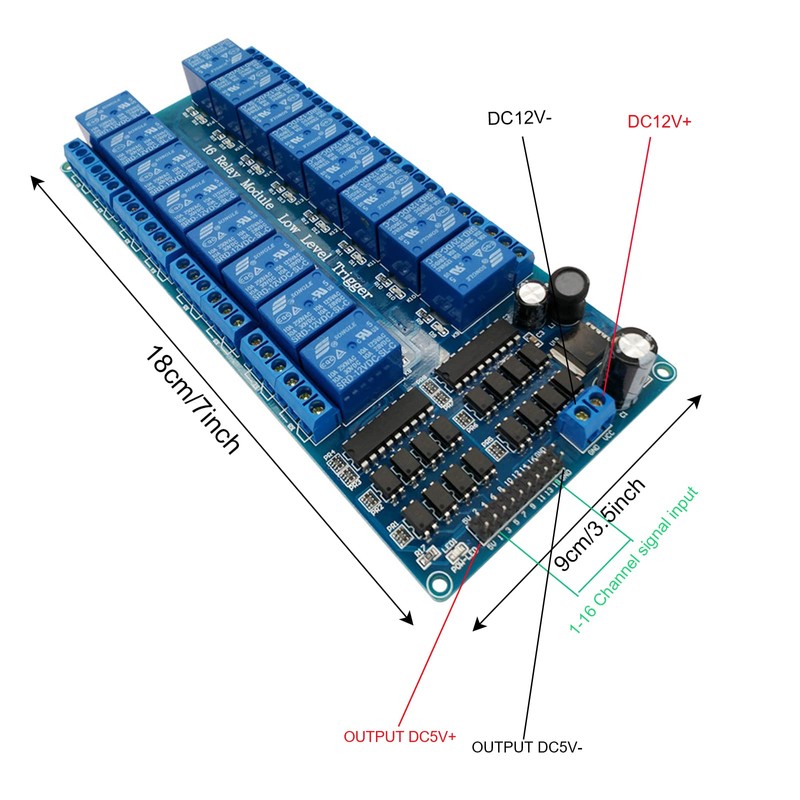 SuziePi 16-Channel 12V Relay Module Board for Arduino DSP AVR