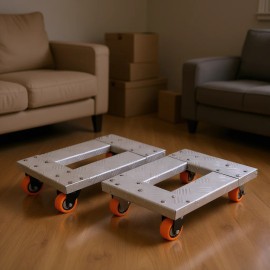 Heavy Duty Furniture Movers Dolly Trolley Cart 18''x12'' Aluminum Frame With 3'' TPU Brake Castors 2pcs SetColor: as Pic Color