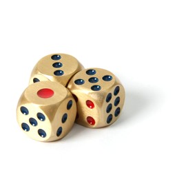 3 Dice, 0.5 inch (13 mm), Brass, 6 Sided, Dice, Rounded Corners