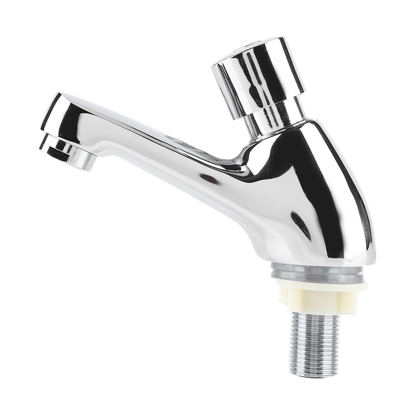 Public Ktchen Bathroom Chrome Plated Self Closing Water Saving Time