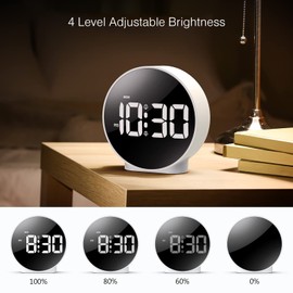 ORIA Digital Alarm Clock, HD LED Display Digital Alarm Clock, Simple Table Clock, Electronic Desk Clock, Dual Alarms, 12/24Hr, 4 Adjustable Brightness for Bedroom, Office, Table