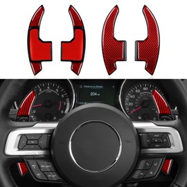 OYDDL 2pcs Steering Wheel Shift Paddle Extension Shift Paddles Sticker Compatible with Ford Mustang 2015 2016 2017 2018 2019 2020 Accessories (Red)