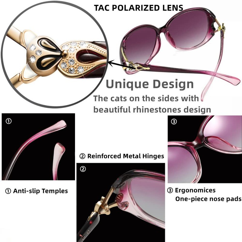 LNTICB Women's Polarised Sunglasses Large Frame Glasses UV400 Protection Classic
