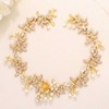 IYOU Kristall Braut Haar Reben Blatt Gold Hochzeit Kopfschmuck Perle
