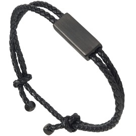 LUXAR Men’s Adjustable Leather Bracelet | Ultra-Minimalist, Slimline | Interwoven Black Leather | Minimalist, Designer Jewelry for Men (Black Adjustable Clasp)