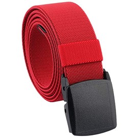 KYEYGWO Elastic Stretch Leisure Belt, Men's Tactical Hiking Belt Made of Plastic Buckle, red