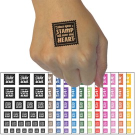 Place Your Stamp All Over My Heart Love Valentine's Day Temporary Tattoo Water Resistant Fake Body Art Set Collection - Light Pink (One Sheet)