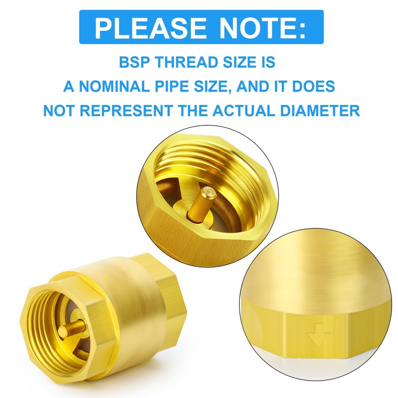 ERGAOBOY 2 Pcs One Way Brass Check Valve, 3/4" BSP