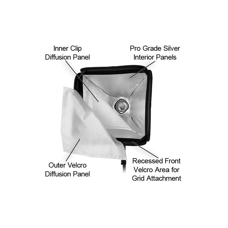 Fotodiox Pro 20x20" Foldable Softbox for Studio Strobe/Flash with Soft
