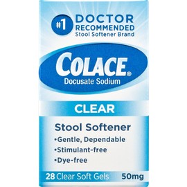 Colace Clear Docusate Sodium Stool Softener 50mg, 28 Count Per Box (7 Pack)
