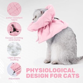 Poiinvc Cat Collar Collar for Cats After Surgery Soft Breathable Adjustable Collar for Cats After Surgery Wound Protection Medical Cat Collar (Pink, M)