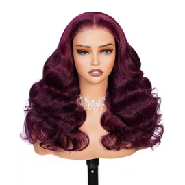 Arabella Pelucas Sin Pegamento 5X6 Color Burdeos, Cabello Humano Prearrancado, Precortado, Densidad Del 230%, 100% Cabello Humano, 12 A, Prearrancado, Nudos Decolorados, Onda Suelta, 20 Pulgadas