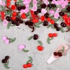 120 Pcs Cherry Nail Charms 3D Cherry Nail Rhinestones Gems