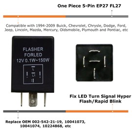 iJDMTOY 5-Pin EP27 FL27 Electronic LED Flasher Relay Fix As LED Turn Signal Bulbs Hyper Flash Fix