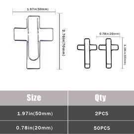 Christian Bible Study Supplies - 50 Cross Paper Clips, 2 Pen Holders, Rust-Resistant Metal, Gift for Church, Sunday School