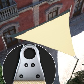 Royal Shade 5' x 5' x 5' Beige Triangle Super Ring Customized Size Sun Shade Sail RSSLT Canopy Awning Shades for Patio - Commercial Standard Heavy Duty-260 GSM (We Make Custom Size)