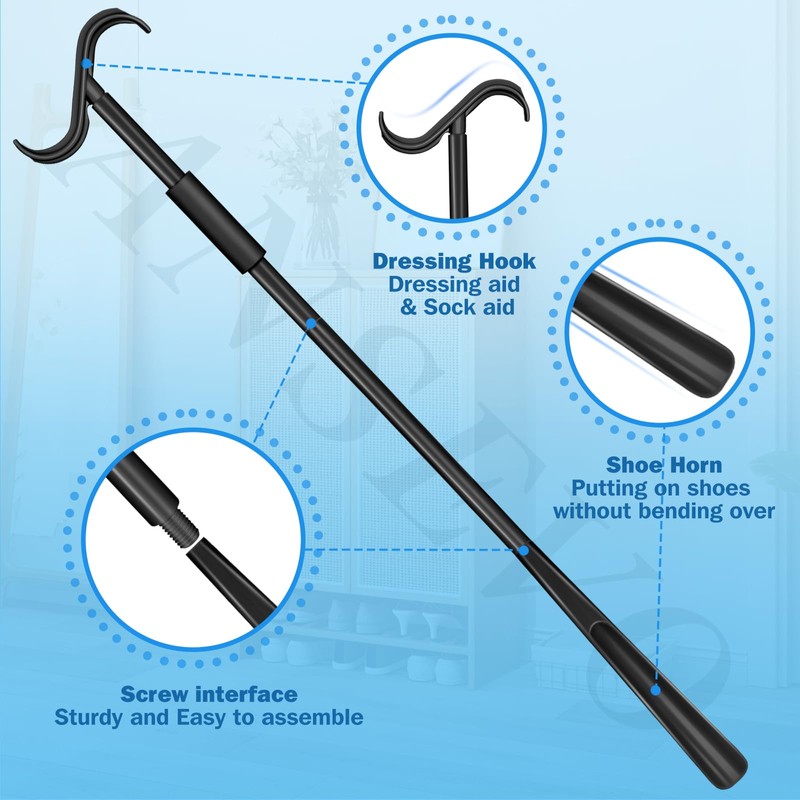 Ansevo 35 Inch Dressing Stick Shoe Horn, Sock Aid for