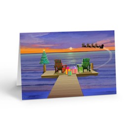 Stonehouse Collection | Lakeside Christmas Card | Boating Dock Christmas Greeting Card | Boating Holiday Cards (Christmas Dock)