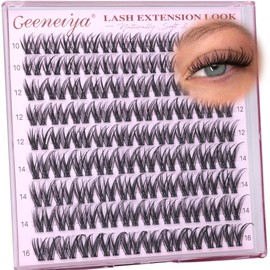 Geeneiya Wispy Lash Clusters Natural Eyelash Clusters 10-16mm Spider Lashes Clusters C Curl Cluster Eyelash Extensions Flaunt Individual Lashes DIY Lash Extension at Home for Natural Look