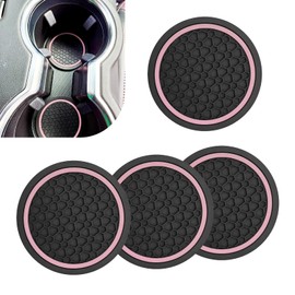 Ferianl 4PCS Car Cup Coasters, 2.75 Inch Cup Holder Coaster, Non-Slip Insert Auto Drink Holder, Cars Interior Accessories, Universal for Vehicles, SUVs, RVs (Pink)
