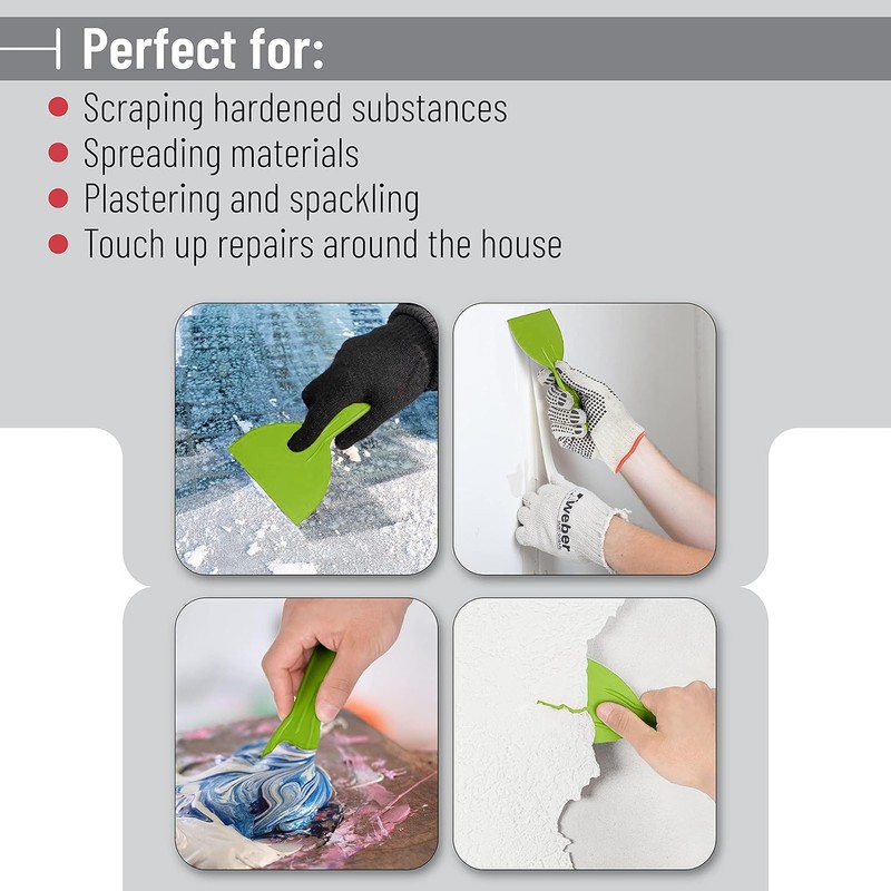 Bates- Plastic Putty Knife, 6 Pack, Green, Plastic Paint Scraper,