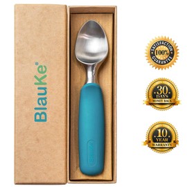 Stainless Steel Ice Cream Scoop - Professional Ice Cream Spoon | Scoop with Comfortable Non-Slip Handle | for Ice Balls, Ice Cream, Dough, Melon | Robust and Dishwasher Safe - BlauKe