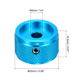 sourcing map 6 Pcs Aluminium Potentiometer Knobs, 1/4" (6mm) Universal Volume Tone Control Knobs for Guitar, Bass, Diamond 5/8" Blue