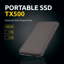 Intenso TX500 External SSD 500GB Portable Solid State Drive Super Speed USB 3.2 Gen 2x1 (10Gbps) up to 1000MB/s