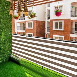 Goleray 3'x131' Privacy Screen Balcony Covers for Apartments Patio Fence Panels for Railing, UV Protection Outdoor Temporary Fencing for Deck Porch Garden, Brown White