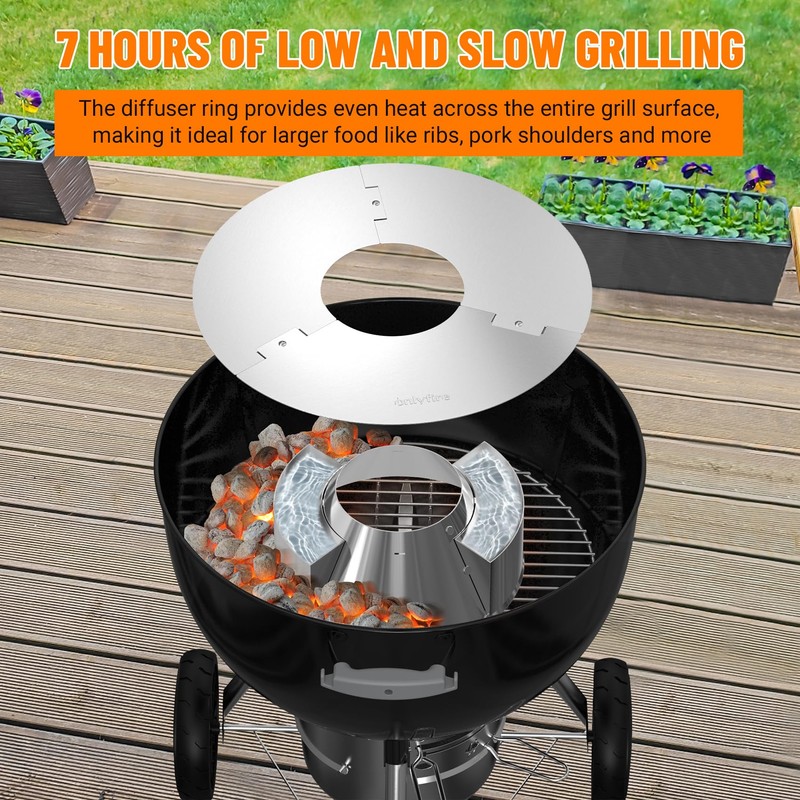 onlyfire Charcoal Basket, BBQ Whirlpool Stainless Steel Ash Basket with