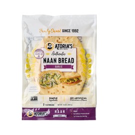 Atoria's Family Bakery Garlic Naan Flatbread 8 Pack | 16 Individual Naans | Fresh Baked, All Natural, GMO Free and No Artificial Preservatives or Flavors 8-Packs of 2 Sheets (16 Sheets)