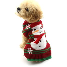 HOTUMN Dog Clothes Snow Sweaters Snowman Sweaters Xmas Dog Holiday Sweaters New Year Christmas Sweater Pet Knit Clothes for Small Dog and Cat (L)