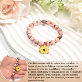 Nexievio Sunflower Bracelet, Sunflower Gifts for Women, Natural Stone Bracelets with Daisy Charm, Inspirational Jewelry Gift for Women Friends Sister Niece Granddaughter Adults