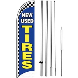 NEW USED TIRES Windless Swooper Flag Kit 15 Ft Tall Feather Banner Sign bb-h