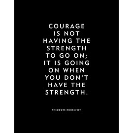 Motivational quote "Courage" by Theodore Roosevelt unframed poster or print
