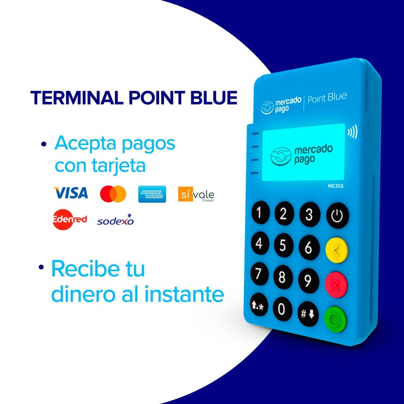 MERCADO PAGO POINT Blue, Terminal para Tarjetas con Conexión Bluetooth
