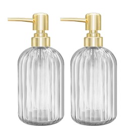 Soap Dispenser - 2 Pack 14 Oz Kitchen Soap Dispenser with Pump, Bathroom Transparent Soap Dispenser Bottle for Hand Soap, Dish Soap or Lotion (White)