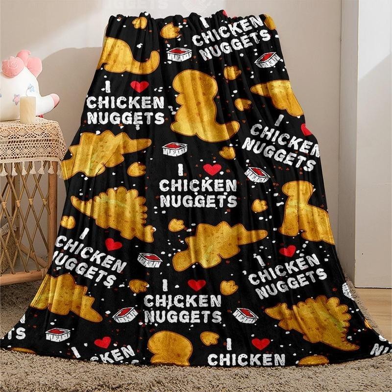 Chicken Nugget Pattern Flannel Blanket 1 Count Soft Comfortable Throw