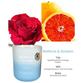 M&SENSE Blood Orange & Blushed Rose Aromatherapy Candle for Stress Relief & Relaxation, 14.1oz 80-Hour Long-Lasting Highly Scented Non Toxic Candle, Natural Soy Wax Spiritual Healing Gift for Women