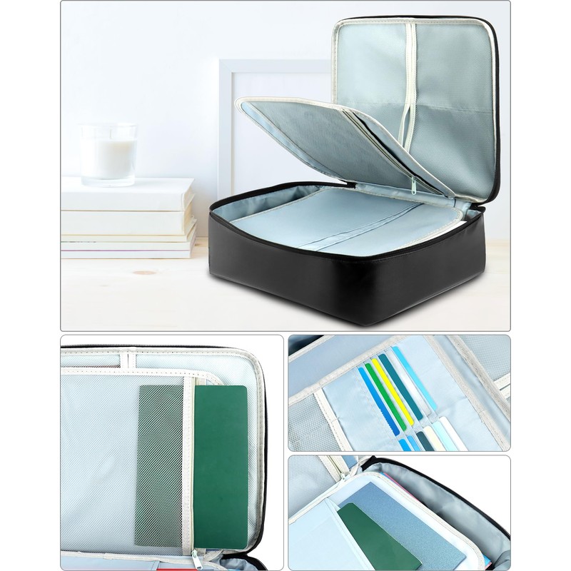 QWORK® Fireproof Document Bag, Important Document Organizer, Lockable Document Box,