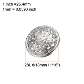 HARFINGTON 10pcs 28L Metal Round Hollow Sewing Buttons 18mm 11/16" Zinc Alloy Clothes Craft Replacement Button for Men Women Coat Uniform Shirt Suit, Silver Tone