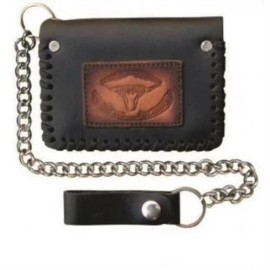 Allstate Leather Buffalo Head Bi-Fold Chain Wallet